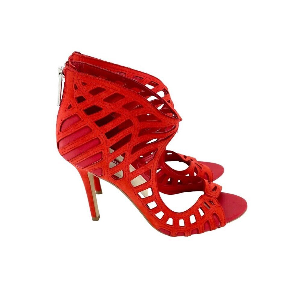 BCBGeneration Drita Red Suede Leather Back Zipper Stiletto Heels SZ 7 - Picture 7 of 9